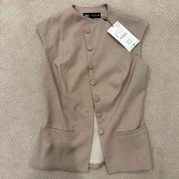 NWT Zara Buttoned Plaid Top - Picture 2 of 3